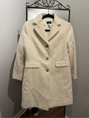J. Crew Cream Single-Breasted Wool Trench Coat